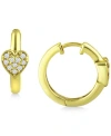 Giani Bernini Cubic Zirconia Heart Small Hoop Earrings, 0.63", Created For Macy's In Gold