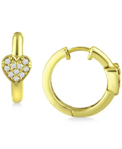 Giani Bernini Cubic Zirconia Heart Small Hoop Earrings, 0.63", Created For Macy's In Gold