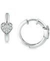 Giani Bernini Cubic Zirconia Heart Small Hoop Earrings, 0.63", Created For Macy's In White