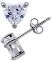 Giani Bernini Cubic Zirconia Heart Solitaire Stud Earrings, Created For Macy's In Silver