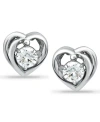 Giani Bernini Cubic Zirconia Heart Solitaire Stud Earrings In Sterling Silver, Created For Macy's In Silver