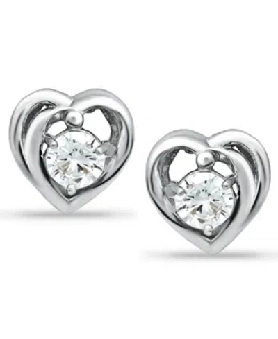 Giani Bernini Cubic Zirconia Heart Solitaire Stud Earrings In Sterling Silver, Created For Macy's