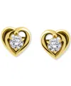 Giani Bernini Cubic Zirconia Heart Solitaire Stud Earrings In Sterling Silver, Created For Macy's In Gold