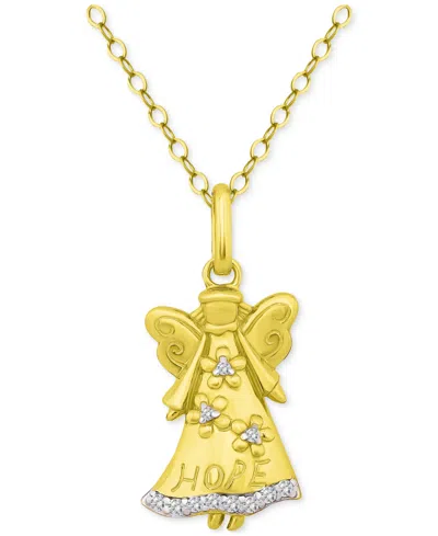 Giani Bernini Cubic Zirconia Hope Angel Pendant Necklace In 18k Gold-plated Sterling Silver, 16" + 2" Extender, Cr In Yellow