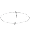 Giani Bernini Cubic Zirconia Initial Ankle Bracelet In Sterling Silver, Created For Macys In Silver