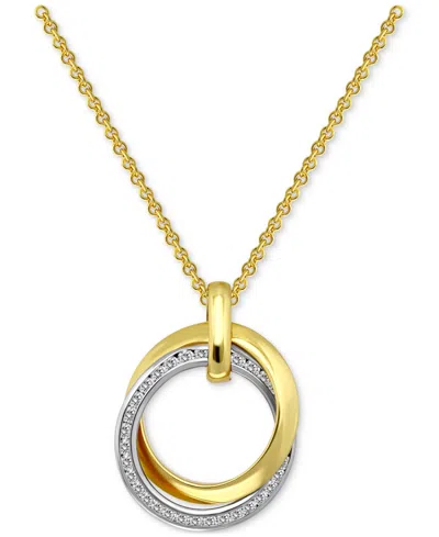 Giani Bernini Cubic Zirconia Interlocking Circle Pendant Necklace In Sterling Silver & 18k Gold-plate, 16" + 2" Ex In Two Tone