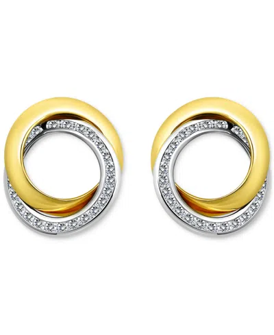 Giani Bernini Cubic Zirconia Interlocking Stud Earrings In Sterling Silver & 18k Gold Over Sterling Silver, Exclus