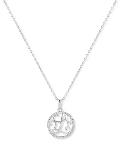 Giani Bernini Cubic Zirconia L Initial Halo 18" Pendant Necklace In Sterling Silver, Created For Macy's