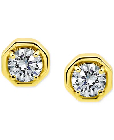 Giani Bernini Cubic Zirconia Large Solitaire Octagon Stud Earrings, Macy's Exclusive In Gold