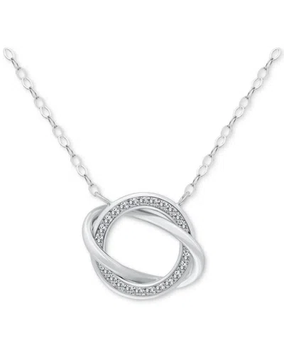 Giani Bernini Cubic Zirconia Love Knot Pendant Necklace In Sterling Silver, 16" + 2" Extender, Exclusively At Macy
