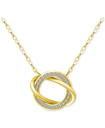 Giani Bernini Cubic Zirconia Love Knot Pendant Necklace In Sterling Silver, 16" + 2" Extender, Exclusively At Macy In Gold