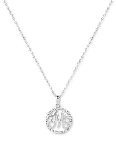 Giani Bernini Cubic Zirconia M Initial Halo 18" Pendant Necklace In Sterling Silver, Created For Macy's