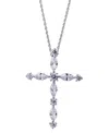 Giani Bernini Cubic Zirconia Marquise & Round Cross 24" Pendant Necklace In Sterling Silver, Created For Macy's In Sterling Silver