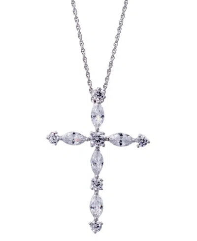 Giani Bernini Cubic Zirconia Marquise & Round Cross 24" Pendant Necklace In Sterling Silver, Created For Macy's