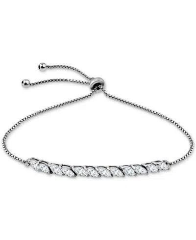 Giani Bernini Cubic Zirconia Marquise Bolo Bracelet, Created For Macy's In Sterling Silver