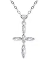 Giani Bernini Cubic Zirconia Marquise Cross Pendant Necklace In Sterling Silver, 16" + 2" Extender, Created For Ma In Silver