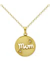 Giani Bernini Cubic Zirconia Mom Heart Disc Pendant Necklace In 18k Gold-plated Sterling Silver, 16" + 2" Extender In Gold