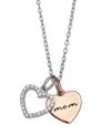 Giani Bernini Cubic Zirconia Mom Heart Pendant 18" Necklace In Sterling Silver And 18k Rose Gold Over Sterling Sil
