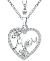 Giani Bernini Cubic Zirconia "mom" Heart Pendant Necklace In Sterling Silver, 16" + 2" Extender, Created For Macy' In Silver