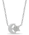 Giani Bernini Cubic Zirconia Moon & Star Pendant Necklace In Sterling Silver, 16" + 2" Extender, Created For Macy' In Silver