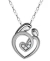 Giani Bernini Cubic Zirconia Mother & Child Pendant Necklace, 16" + 2" Extender, Created For Macy's In Silver