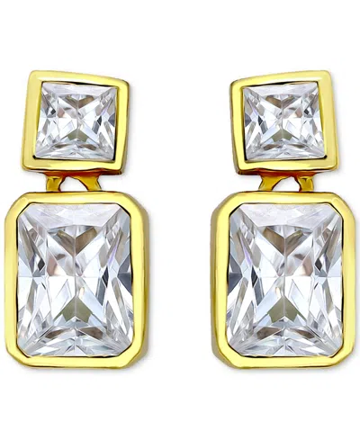 Giani Bernini Cubic Zirconia Octagon & Square Drop Earrings In 18k Gold-plated Sterling Silver, Created For Macy's