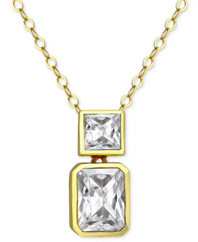 Giani Bernini Cubic Zirconia Octagon & Square Pendant Necklace In 18k Gold-plated Sterling Silver, 16" + 2" Extend