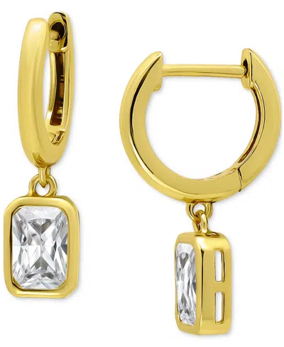 Giani Bernini Cubic Zirconia Octagon Bezel Dangle Hoop Earrings (1-5/8 Ct. T.w.) In Sterling Silver, Exclusively A