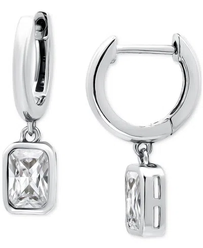 Giani Bernini Cubic Zirconia Octagon Bezel Dangle Hoop Earrings (1-5/8 Ct. T.w.) In Sterling Silver, Exclusively A
