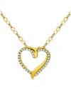 Giani Bernini Cubic Zirconia Open Heart Pendant Necklace In Gold Over Silver, 16" + 2" Extender, Created For Macy' In Multi