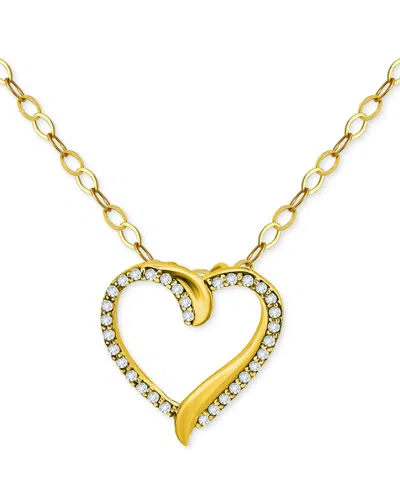 Giani Bernini Cubic Zirconia Open Heart Pendant Necklace In Gold Over Silver, 16" + 2" Extender, Created For Macy' In Multi