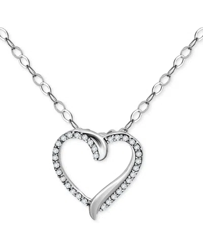 Giani Bernini Cubic Zirconia Open Heart Pendant Necklace In Sterling Silver, 16" + 2" Extender, Created For Macy's