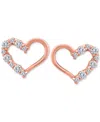Giani Bernini Cubic Zirconia Open Heart Stud Earrings In 14k Rose Gold-plated Sterling Silver, Macy's Exclusive In Pink