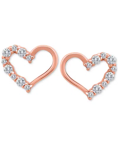 Giani Bernini Cubic Zirconia Open Heart Stud Earrings In 14k Rose Gold-plated Sterling Silver, Macy's Exclusive In Pink
