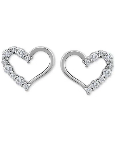 Giani Bernini Cubic Zirconia Open Heart Stud Earrings In 18k Rose Gold-plated Sterling Silver, Macy's Exclusive (a