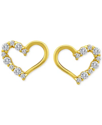 Giani Bernini Cubic Zirconia Open Heart Stud Earrings In 18k Rose Gold-plated Sterling Silver, Macy's Exclusive (a