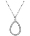 Giani Bernini Cubic Zirconia Open Teardrop Pendant Necklace, 16" + 2" Extender, Macy's Exclusive In Silver
