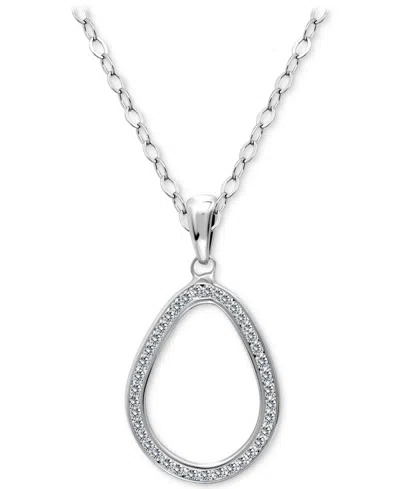 Giani Bernini Cubic Zirconia Open Teardrop Pendant Necklace, 16" + 2" Extender, Macy's Exclusive In Silver
