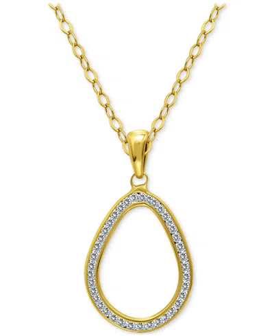 Giani Bernini Cubic Zirconia Open Teardrop Pendant Necklace, 16" + 2" Extender, Macy's Exclusive In Yellow