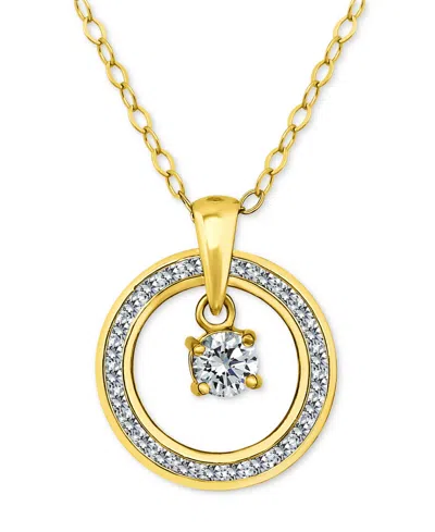 Giani Bernini Cubic Zirconia Orbital Halo Pendant Necklace, 16" + 2" Extender, Macy's Exclusive In Gold