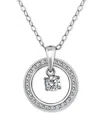 Giani Bernini Cubic Zirconia Orbital Halo Pendant Necklace, 16" + 2" Extender, Macy's Exclusive In Silver