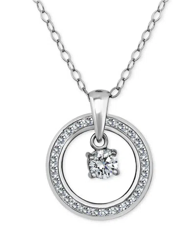 Giani Bernini Cubic Zirconia Orbital Halo Pendant Necklace, 16" + 2" Extender, Macy's Exclusive In Silver