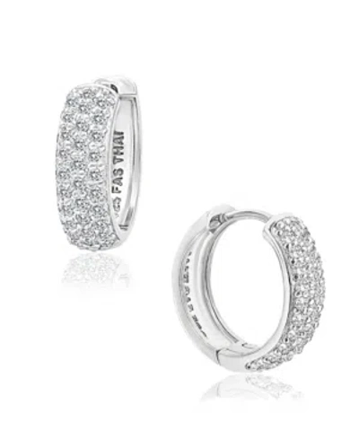 Giani Bernini Cubic Zirconia Oval Huggie Hoop Earrings In Sterling Silver Or 18k Gold Plated Sterling Silver