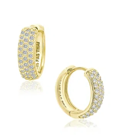 Giani Bernini Cubic Zirconia Oval Huggie Hoop Earrings In Sterling Silver Or 18k Gold Plated Sterling Silver