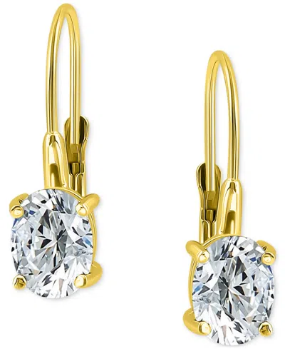 Giani Bernini Cubic Zirconia Oval Leverback Drop Earrings In 18k Gold-plated Sterling Silver, Macy's Exclusive