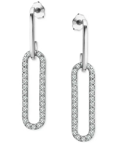 Giani Bernini Cubic Zirconia Oval Paperclip Link Drop Earrings, Exclusively At Macy's In Silver