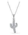 Giani Bernini Cubic Zirconia Pave Cactus Pendant Necklace In Sterling Silver In Sterling Silver