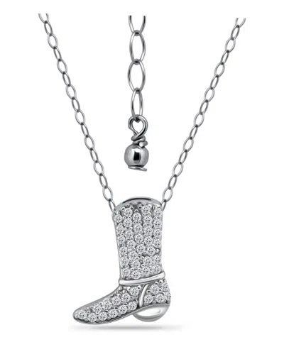 Giani Bernini Cubic Zirconia Pave Cowboy Boot Necklace In Sterling Silver