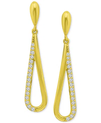 Giani Bernini Cubic Zirconia Pave Drop Earrings In 18k Gold-plated Sterling Silver, Created For Macy's