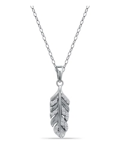 Giani Bernini Cubic Zirconia Pave Feather Pendant Necklace In Sterling Silver